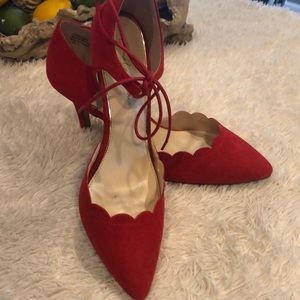 Amelia Grace Red Suede Pump